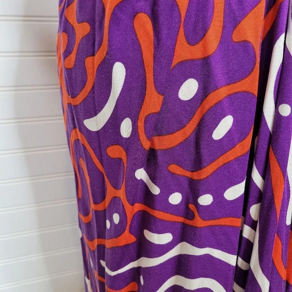 Issa London Purple & Red Silk Abstract Print Halter Dress_3